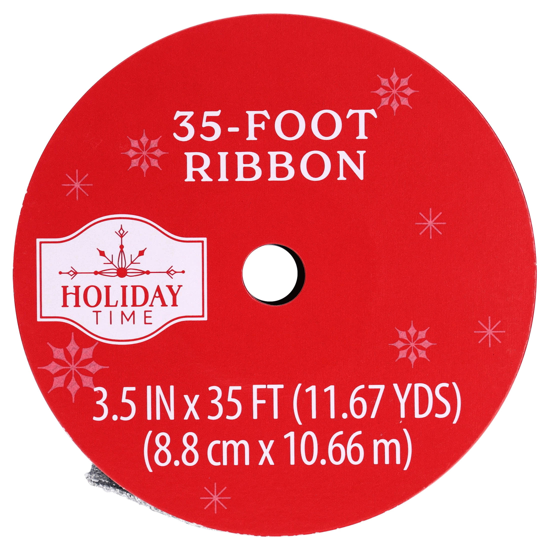 Silver Glitter Christmas Ribbon, 3.5" x 35', by Holiday Time
