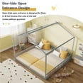 thumbnail image 5 of Bellemave Double Twin Floor Bed for 2 Kids, Wood Montessori Floor Bed Frame with Safety Guardrails, Low‑Profile House‑Shaped Design, No Box Spring Needed for Toddlers Boys and Girls Teens, Gray, 5 of 13