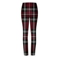 thumbnail image 6 of QATAINLAV Leggings for Women Fashion Plaid Running Yoga Tight Pants Stretch High Waisted Butt Lift Tummy Control Legging Trousers Fall Savings Wine XL, 6 of 7