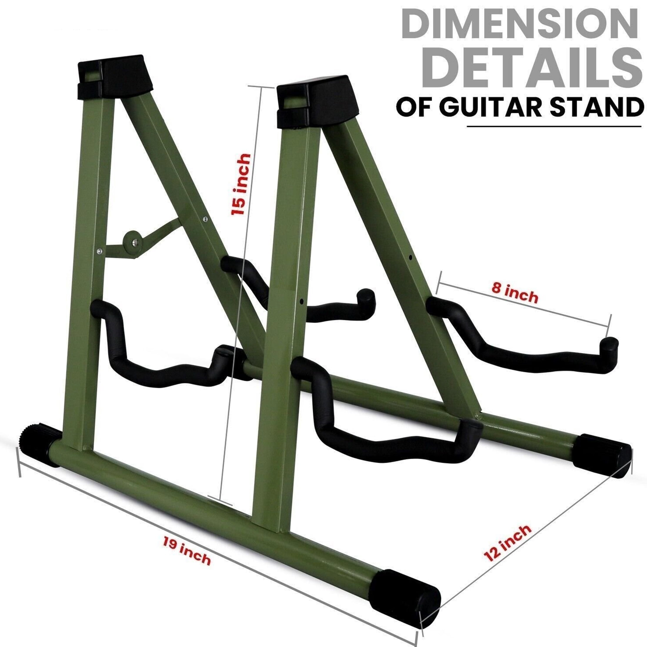 Yunken Guitar Stand 2 In 1 Electric Acoustic Bass Banjo Stand Strong Metal Double A-Frame Folding Guitar Holder with Padded Foam Sleeves Green
