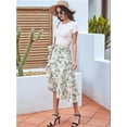 thumbnail image 6 of Women'S Boho Floral Print Wrap Front Self Tie Knot Ruffle Hem Split Midi Skirt Green Flowers XL, 6 of 8
