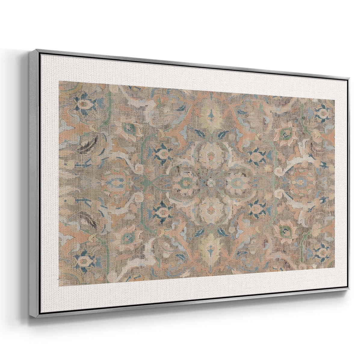 Vintage Abstract Print-II Framed in Silver Wood Gallery Wrapped Canvas 25 in. x 37 in.