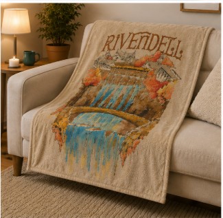 ROYAL PLUSH RASCHEL 50X60 THROW LORD OF THE RINGS - RIVENDELL CROSSING