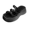 thumbnail image 3 of Sandalias de plataforma para mujer, sandalias deslizantes con hebilla ajustable, sandalias planas sin cordones para 38, 3 of 9