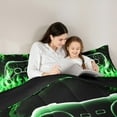 thumbnail image 4 of jejeloiu Gaming Twin Bedding Sets 7-Piece,Teen Video Game Bedding Comforter Set,Green Cool Fire Sheet Sets For Boys Girls,Super Cozy Bedroom Decoration Reversible, 4 of 8