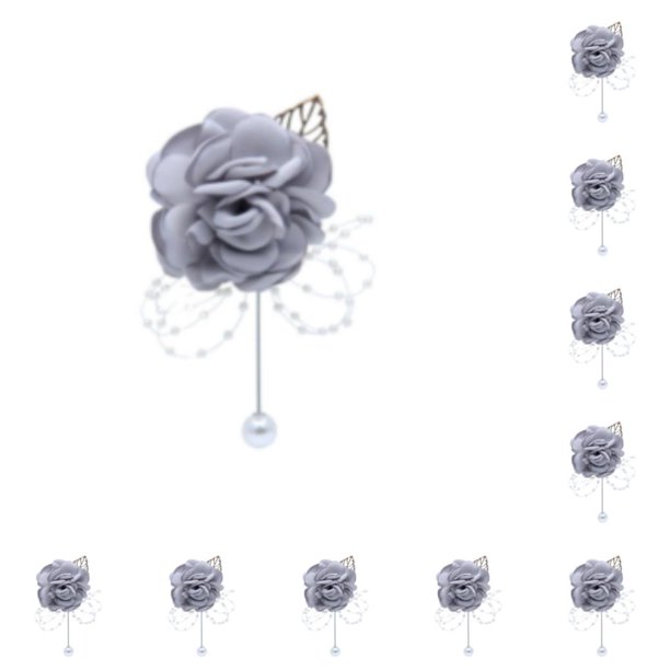Bearachild Poliéster Elegante Ramillete De Boda Broches Accesorios Delicados Y Refinados Durable Y Duradero gris claro gris claro 10Conjunto
