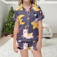 thumbnail image 1 of Adorable Printed Girls Pajama Set Short Sleeve Button Up Top and Comfy Shorts for Cozy Home Wear, 1 of 5