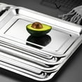 thumbnail image 4 of Stainless Steel Square Tray Non-magnetic Dining Tray Baking Plate Kitchen Storage U5a4, 4 of 7