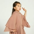 thumbnail image 2 of IBTOM CASTLE Kids Girls Muslim Abaya Dress Long Sleeve Chiffon Islamic Kaftan Robe Open Front Cardigan Prayer Dress with Hijab 13-14 Years Brown, 2 of 8