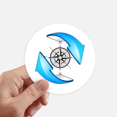 Compass Around North South Sticker Round Wall Suitcase Laptop Label ...