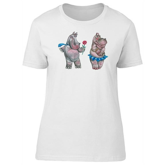 Two Flirting Hippos, Cute Love T-Shirt Women -Image by Shutterstock, Female Small