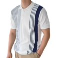 thumbnail image 2 of PNTUTB Men's Fashion Striped Color Blocked Casual Relaxed Button Down Collar Short Sleeve Pullover Blouse, 2 of 6