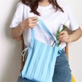 thumbnail image 2 of Bolsos plisados de punto de lana para niñas, bolsos de compras con cordón de retazos, bolso de hombro de tejido informal, Bolso pequeño elegante japonés coreano xuanjing  unisex, 2 of 2