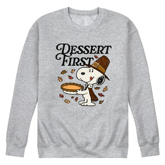 Peanuts - Dessert First Snoopy - Men's Long Sleeve Crew Fleece Sweatshirt