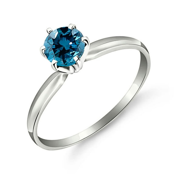 Galaxy Gold Size 8.5 inch 14K Solid White Gold Solitaire Ring With 0.50 CT. Natural Blue Diamond