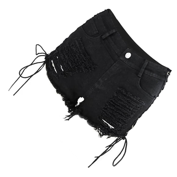 Sonducket Pantalones cortos de mezclilla negros para mujer Pantalones cortos de mezclilla desgastados y rasgados negros elegantes y de moda de Prendas para la parte inferior del cuerpo XL