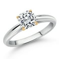 thumbnail image 2 of Gem Stone King 0.70 Cttw 5MM Cushion Lab Grown Diamond 10K White and Yellow Gold Engagement Ring for Women | DEF Color | VVS-VS Clarity (Size 7), 2 of 4