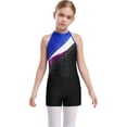 thumbnail image 6 of iiniim Girls Ballet Dance Outfits 3PCS Shiny Rhinestone Halter Neck Gymnastics Leotard with Athletic Shorts Set 6-14 Black&Royal Blue 10, 6 of 7