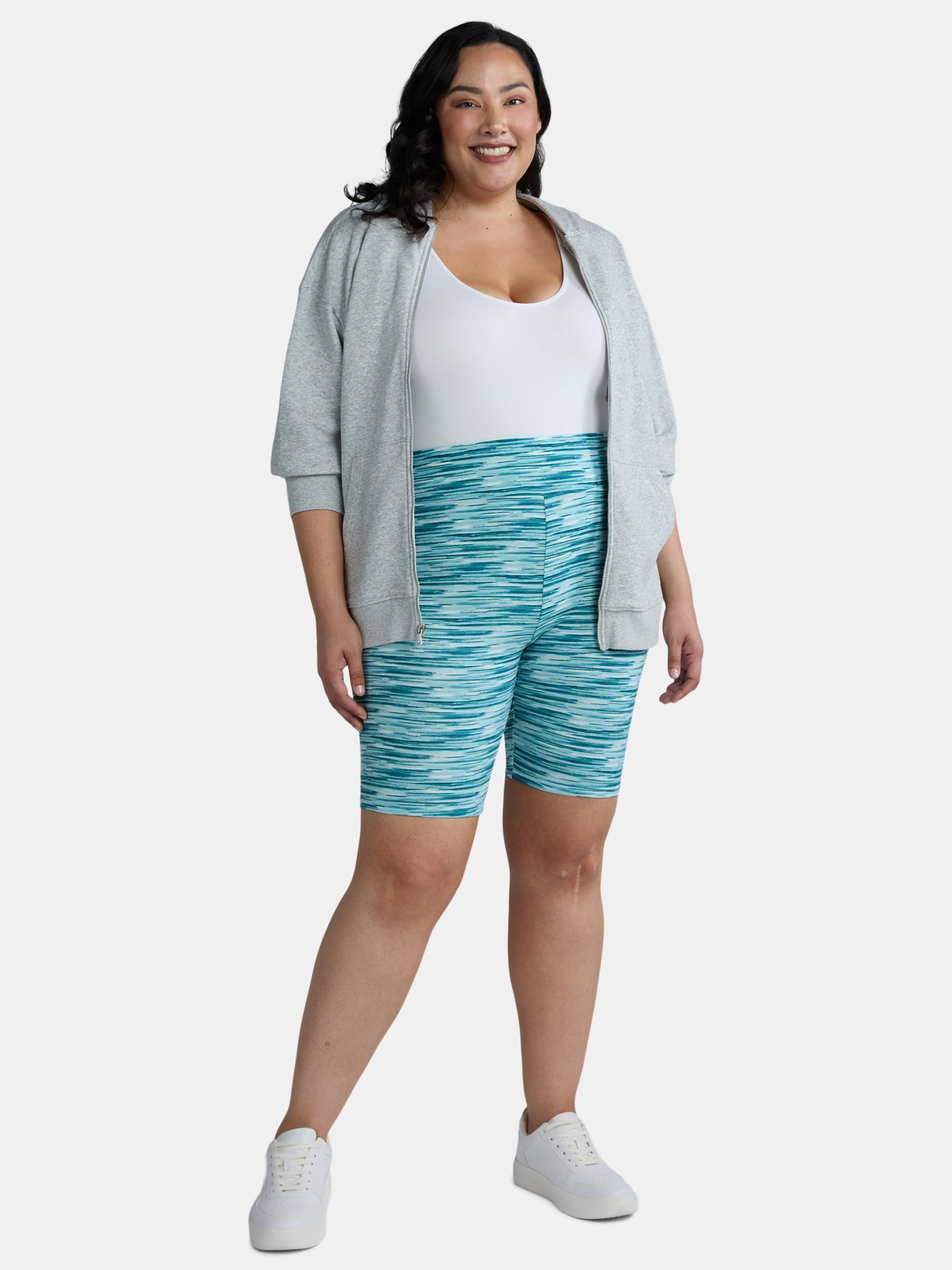 Terra & Sky Women’s Plus Size Bike Shorts, 10" Inseam, 2-Pack, Sizes 0X-5X