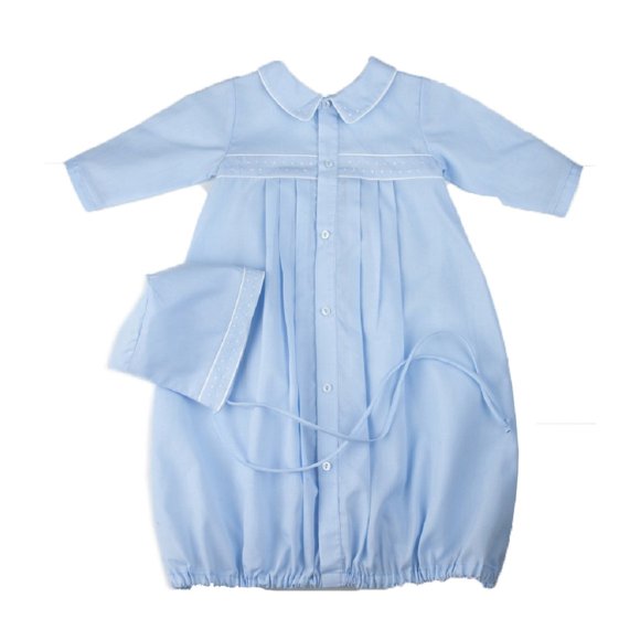 Feltman Brothers Boys Blue Dot Take Me Home Gown & Cap Newborn