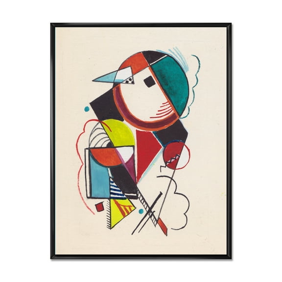 Designart 'Abstract Compositions Of Colored Geometric II' Modern Framed Canvas Wall Art Print