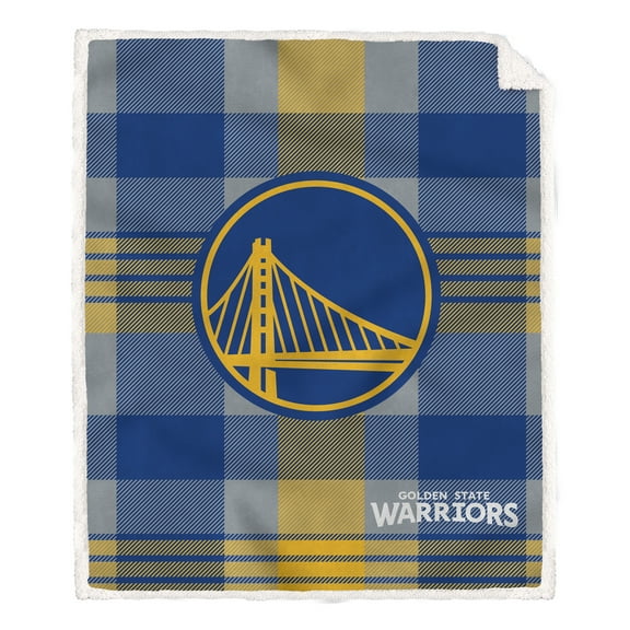 Pegasus Golden State Warriors 60- x 70- Plaid Steel Ultra Cozy Sherpa Blanket