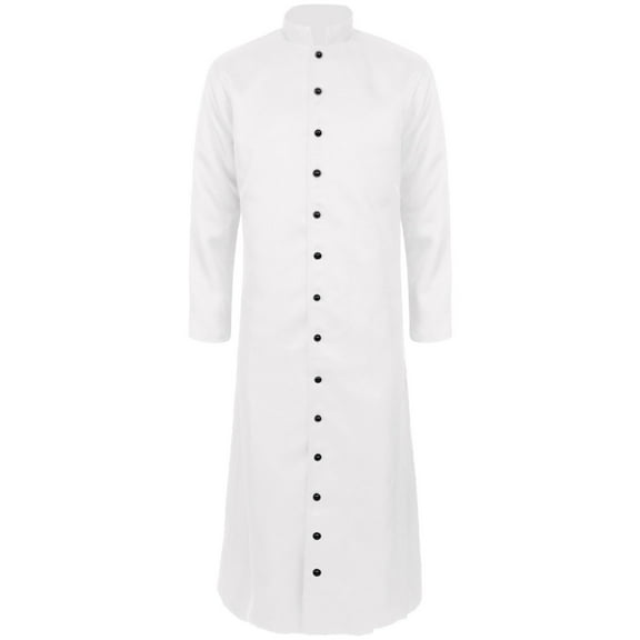 CZHJS Women's Comfy Gothic Trench Coat for Men/ Women Retro Swing Jacket Fashion Trendy Work Steampunk Solid Color Renaissance Tops Casual Loose Vintage Long Sleeve Shirts White S