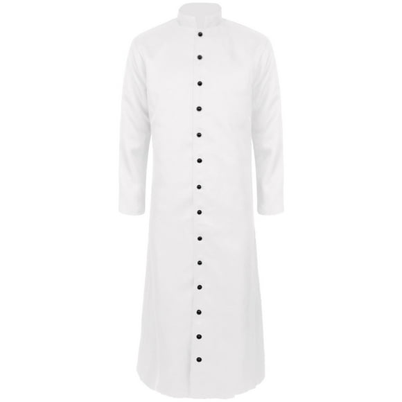 hopeusnice Women's Comfy Gothic Trench Coat for Men/ Women Clearance Retro Swing Jacket Fashion Trendy Work Steampunk Solid Color Renaissance Tops Casual Loose Vintage Long Sleeve Shirts White L