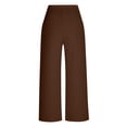 thumbnail image 4 of Cutuoiiu Women's High Waisted Wide Leg Pants Cotton Linen Blend Smocked Waist Drawstring Casual Trousers with Pockets Gifts, 4 of 6