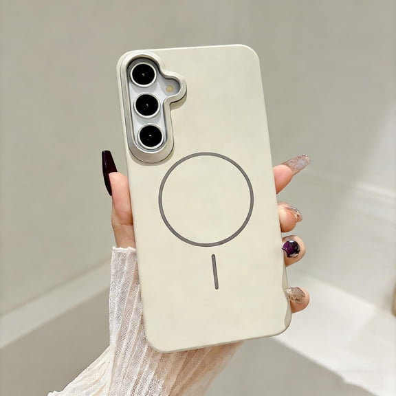 Magnetic Case for Samsung Galaxy A24 4G Compatible with Mag-Safe, Military Grade Drop Protection Rugged PC Matte Frosted Shockproof Slim Phone Cover Case for Samsung Galaxy A24 4G, Beige