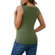 thumbnail image 3 of Camiseta básica sin mangas de maternidad con fruncidos cruzados para el Día de las Madres de INSPIRE CHIC, paquete de 2, talla X-Large, negra y verde, ideales para la lactancia., 3 of 6