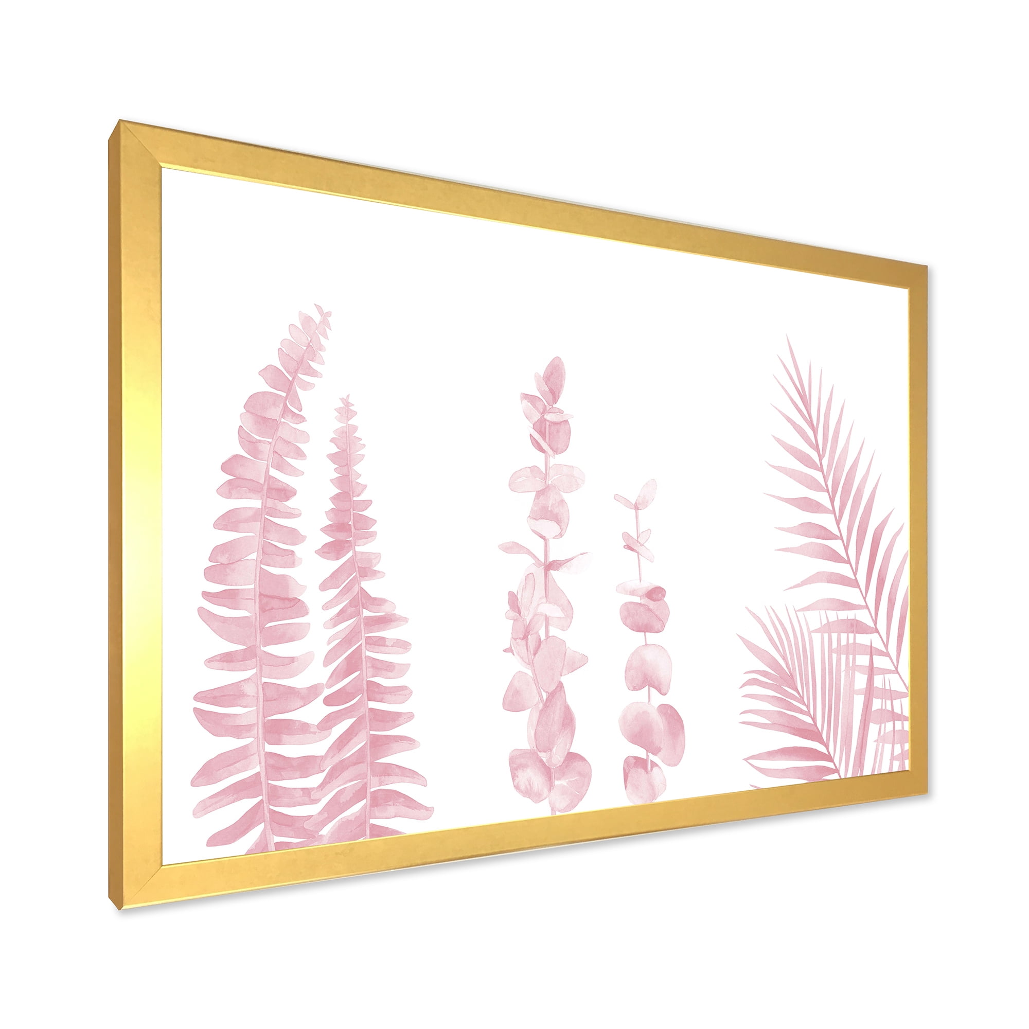 Designart 'Palm Branches and Blush Pinkeucalyptus' Shabby Chic Framed Art Print
