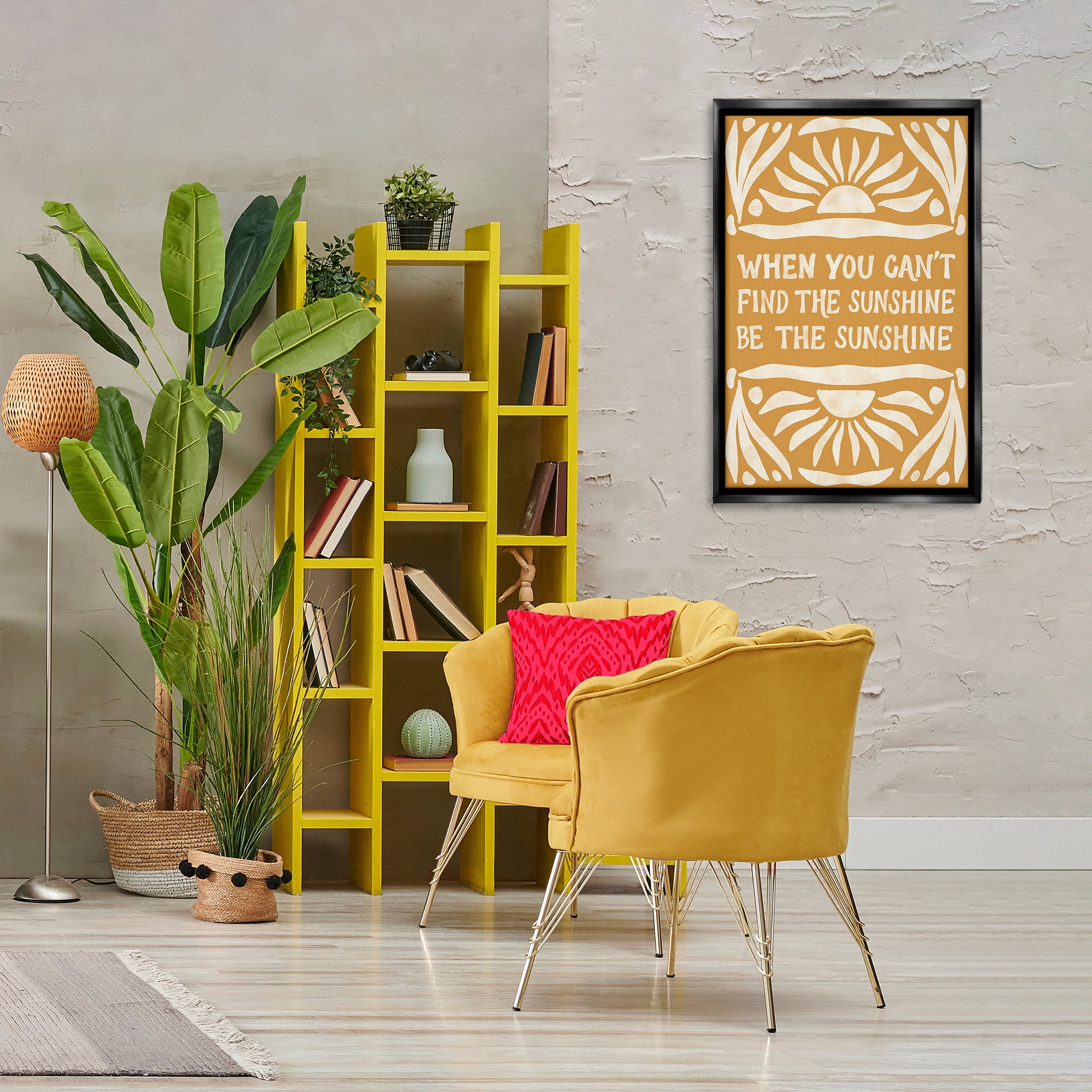 Stupell Industries Boho Be The Sunshine Text & Numbers Painting Black Floater Framed Canvas Art Print Wall Art, 21 x 31