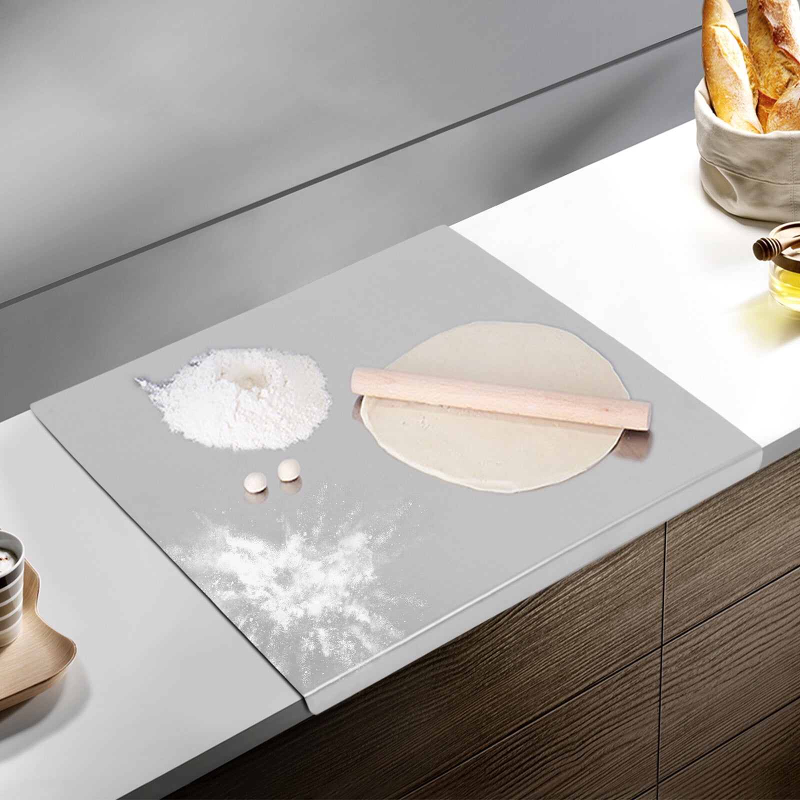 L-Shaped 24x20" Stainless Steel Cutting Board with Non-Slip Design,Stainless Steel Cutting Board with L-Shaped Edge for Stability