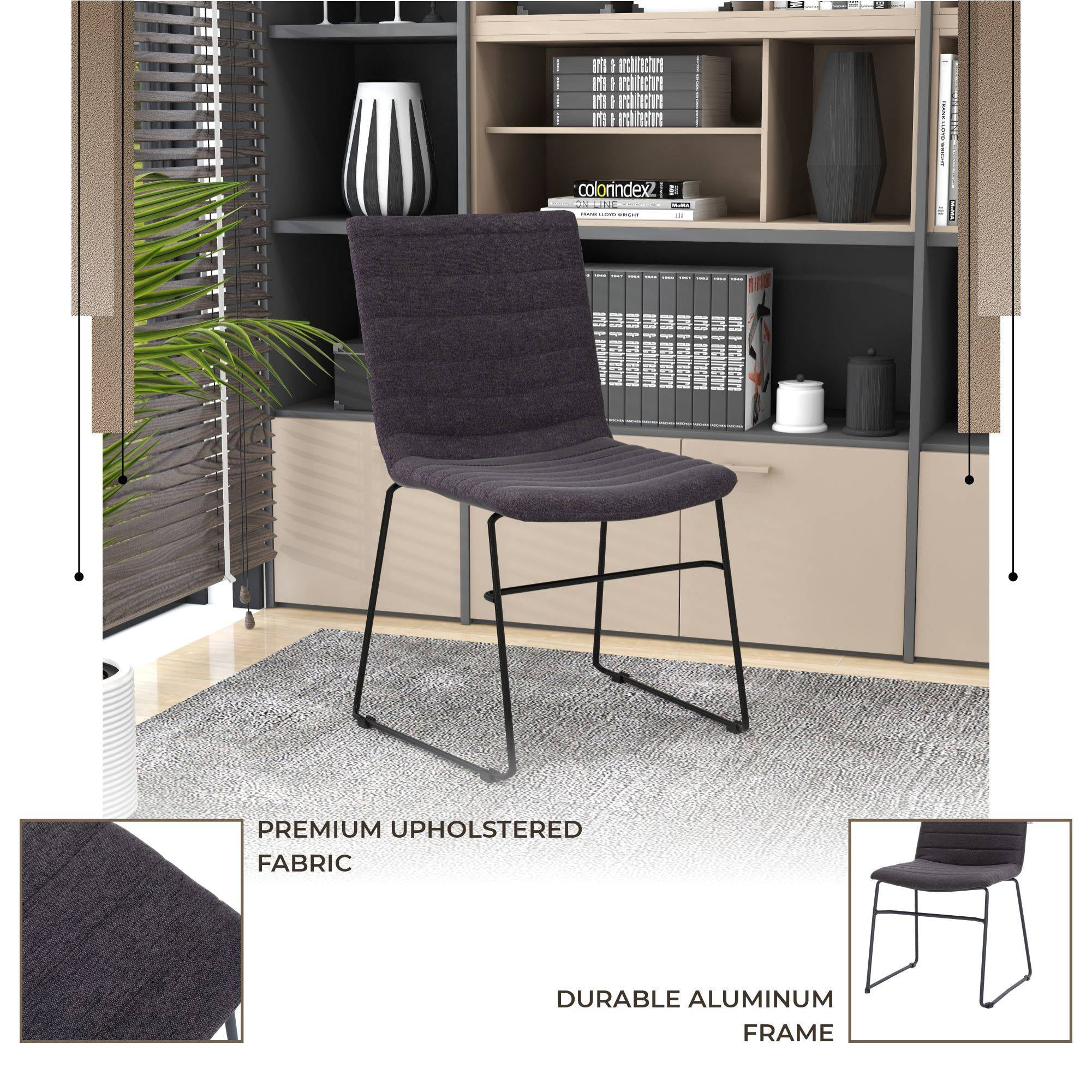 LeisureMod Ergonomic Office Chair Upholstered Guest Side Chair Padded Seat and Back Desk Chair with Powder-Coated Stainless Steel Base Zylar Collection in Brown