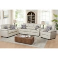 thumbnail image 3 of Hybition 3-Piece Living Room Sofa Set, Matte Faux Leather, with Geometric Pillows-Color:Beige, 3 of 9