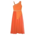 thumbnail image 4 of Sholeno Kids Girls Glittery Sleeveless Ballet Dance Leotard with Asymmetrical Sheer Mesh Skirted Lyrical Dance Dress Orange 12, 4 of 6