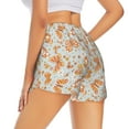 thumbnail image 3 of Xecao's Retro Floral Butterfly for a double-layer running short for women, perfect for gym, tennis, and more, featuring a convenient pocket., 3 of 9