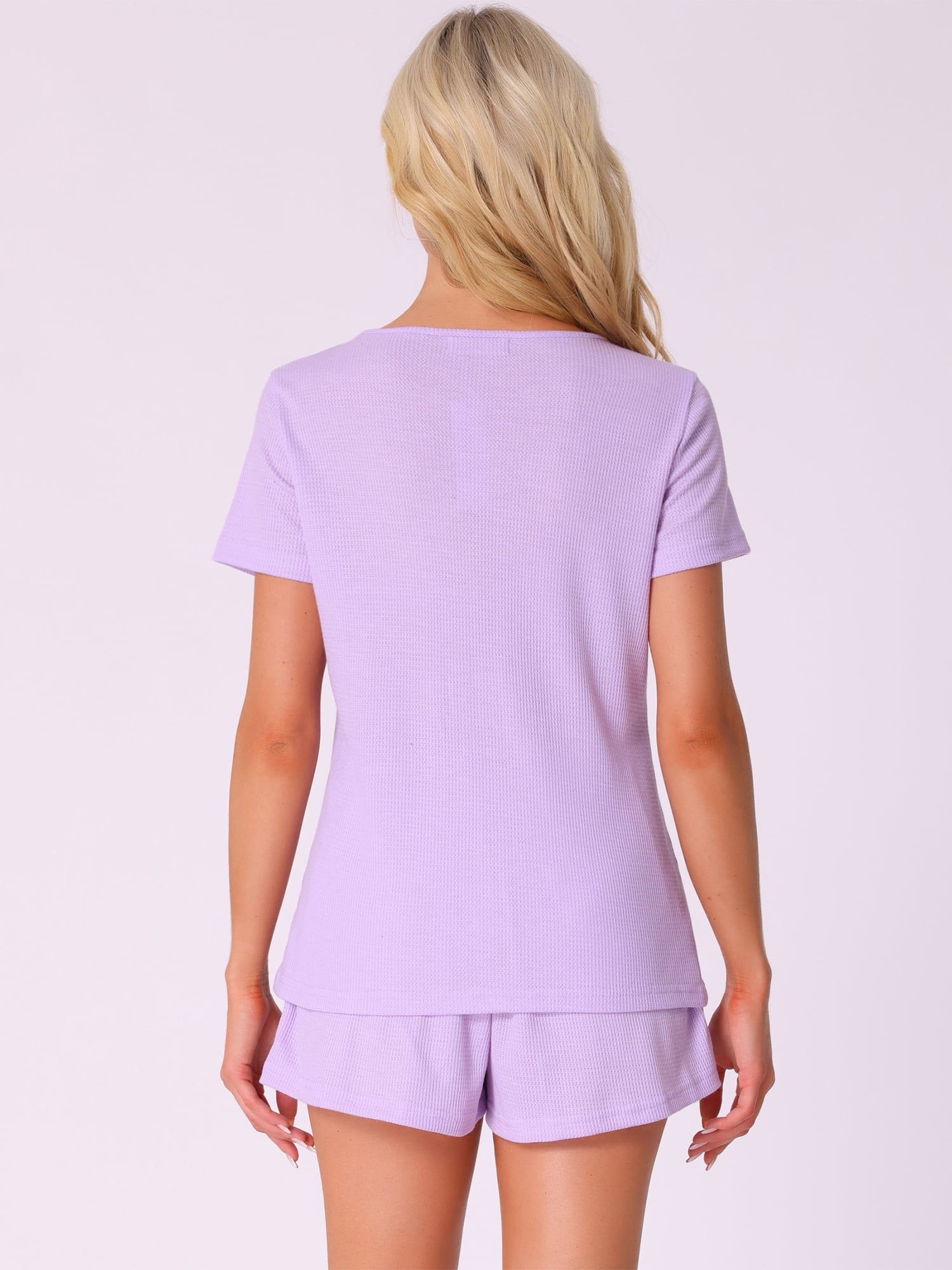 DARING DIVA Waffle Knit Lounge Set 2 Pieces Outfits Tracksuit Sweatsuits M Purple