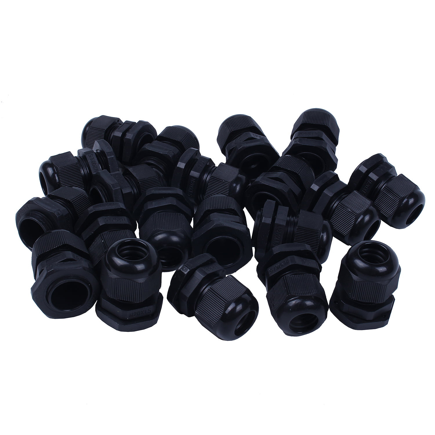 20 Pcs M20 Black Plastic 6-12mm Dia Waterproof Cable Glands Connector C2E3 K1J8 