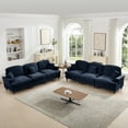 thumbnail image 4 of Newest Classic Sleeper Sofa Couch,Flared Arms,Removable Ruffles Pleats Skirts,Spindle Legs, Comfy Modular Sectional Chenille Deep Seat Cloud Sofa Couch,3 Movable Ottomans, Blue, 4 of 18