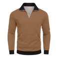 thumbnail image 6 of WTOBBY Men's Quarter Zip Collared Sweatshirt, Casual Long Sleeve Pullover with Pockets, Athletic Workwear Style Comfort,Light Brown 3XL, 6 of 7
