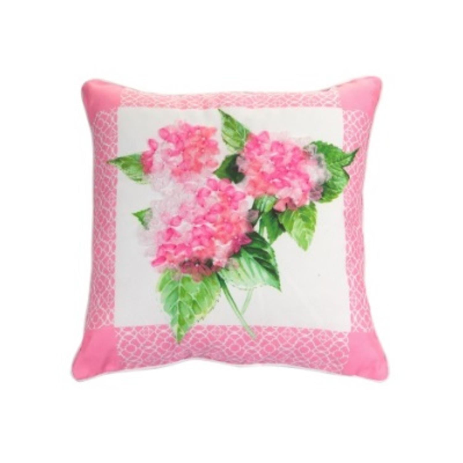 Pack of 2 Hydrangea Pink and White Decorative Throw Pillow Down Filler