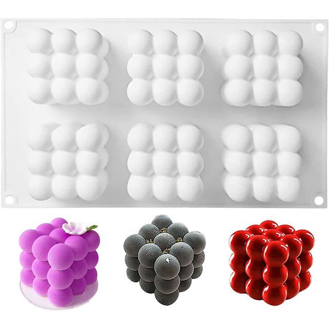 Molde de silicona para velas, molde de silicona antiadherente con forma de cubo 3D, molde para helado, chocolate, pastelería, postre y herramienta para hornear