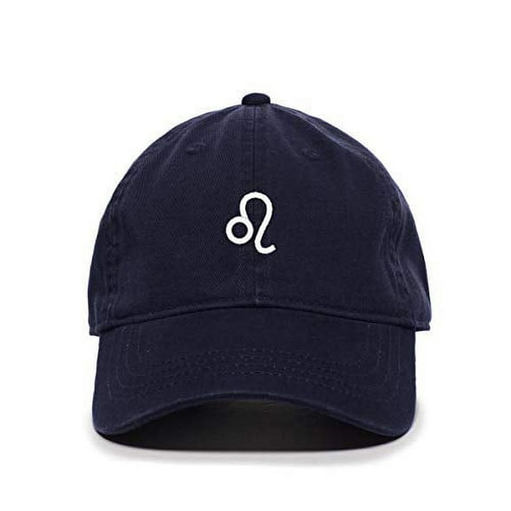 Leo Zodiac Sign Baseball Cap Embroidered Cotton Adjustable Dad Hat Navy
