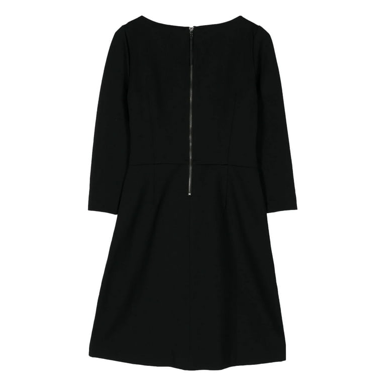 navy blue dress for baby girl Pleated Long A-Line Formal Dress with Long Sleeves– PromGirl main image 1