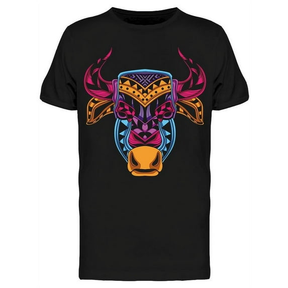 Bull Head W/neon Colors T-Shirt Men -Image by Shutterstock, Male 3X-Large