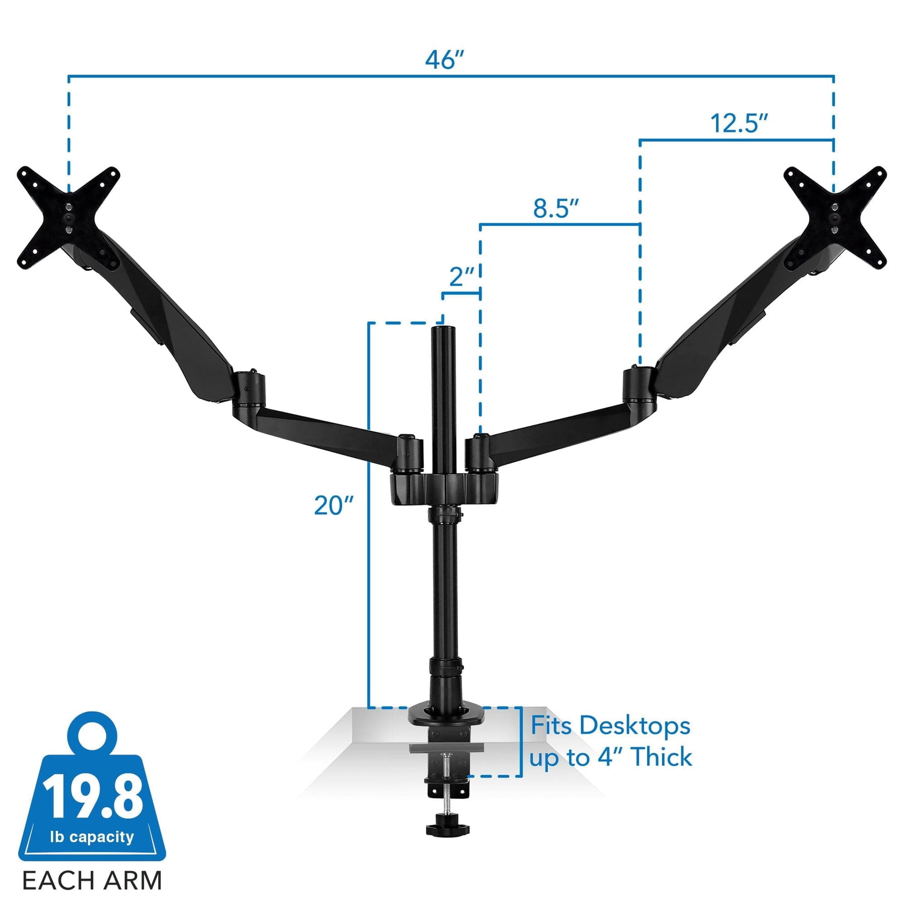 Mount-It! Extra Tall Dual Monitor Desk Mount | Fits 13"-32" Computer Screens | TAA Compliant