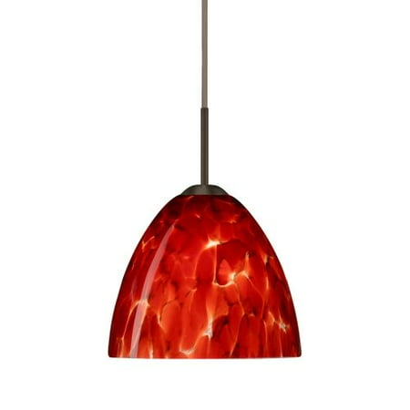 Besa Lighting 1BT-757241 Sasha II 1 Light Cord-Hung Mini Pendant with Garnet Gla