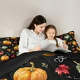 thumbnail image 5 of Feelyou 3D Fall Pumpkin King Size Comforter Sets, Autumn Maple Leaf Bedding Comforter Set, Harvest Festival Reversible Bedding Set, Lightweight Room Decor, 3pcs, 5 of 8